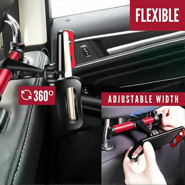 Tablet Holder til Bil. Bil Tablet Holder til Nakkestøtte med Universal 360 Graders Rotation (rød)