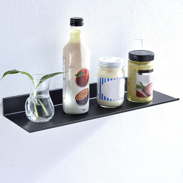 Sort badeværelse enkeltlags Space Aluminium Mat Hylde (#50cm)
