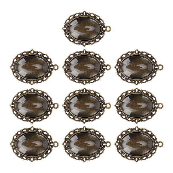 10 set glasplåsterhänge ovala brickor glascabochon klara kupolplattor DIY smyckesmaterial