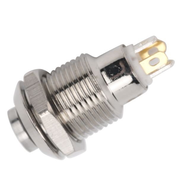 Metallipainonappi, nollaustyyppi, vedenpitävä, valolla, 10 mm, 3 V, pienivirtaisille ovikelloille (keltainen)