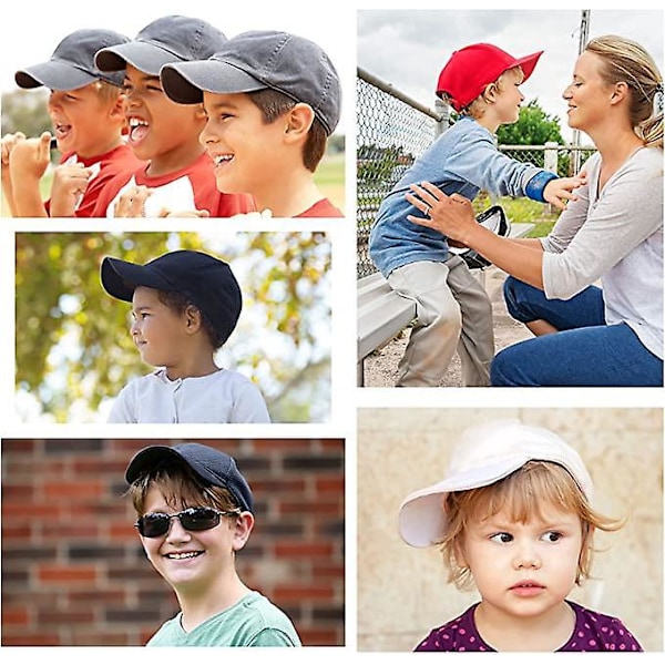 Baseball Cap Dreng Pige Hatte Unisex Justerbar Vasket Bomuld Udendørs Kasket til Hip Hop Flad Hat One Size (54-60cm)