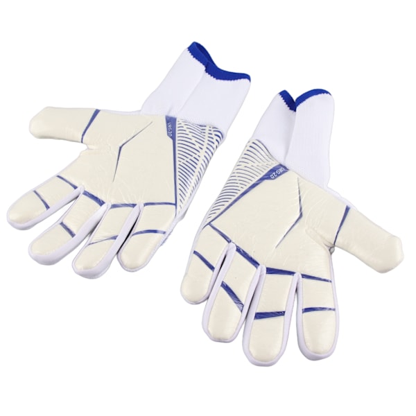Et par fodboldmålmandshandsker med stærkt håndfladegreb, fingerspidsbeskyttelse, skridsikker latex og nylon, åndbar fodboldmålmandshandske 7