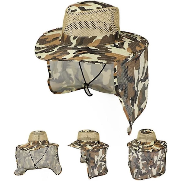 Udendørs Fiskehat med Camouflage Klap Øredækken Camouflage Skygge Vandtæt Kasket til Jagt Vandring Camping Vandring 1 stk.