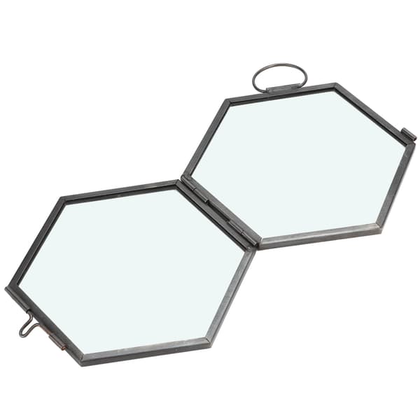 Hängande Geometrisk Hexagonal Glas Bildram Torkad Blomma Växtprov Klämma Display