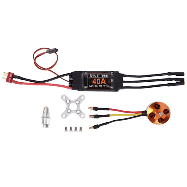 40A harjaton ESC musta A2217 KV1100 / KV1250 / KV2300 harjaton moottori kauko-ohjattavaan droneen (A2217 1250KV )