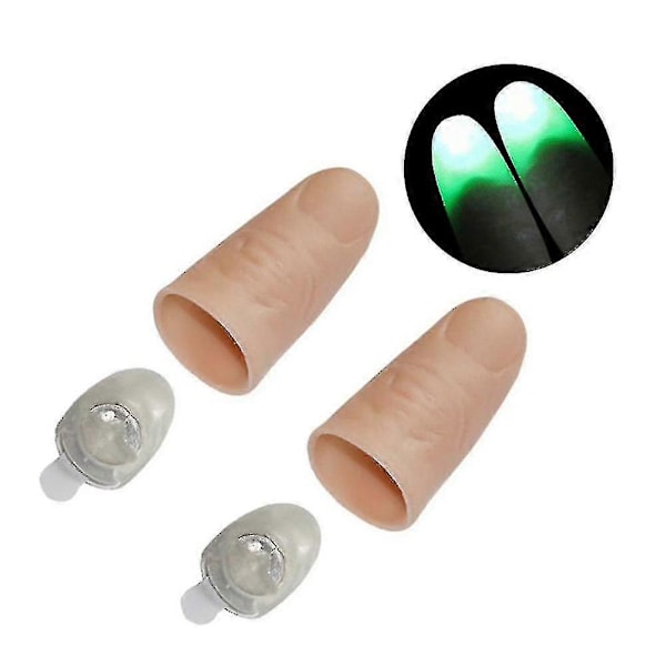 2 st Party Lysande Glöd Tummar Ljus LED Blinkande Fingrar Ljus Magiska Trick Rekvisita Zekai Grönt Ljus