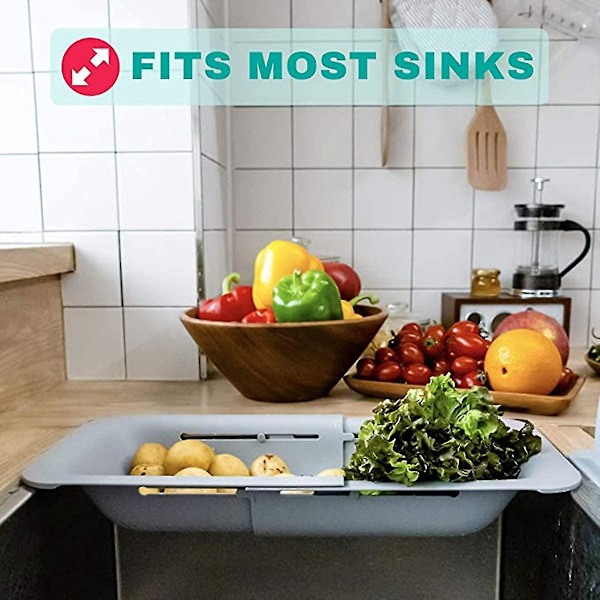 Diskho Silställ Multifunktionell Köksförvaringsställ Justerbar Diskho Avloppshylla (grå)