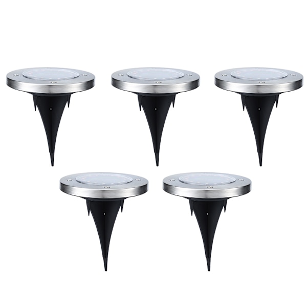 5 st solcellslampor för markbelysning, 16 LED, regnsäkra, för trädgård, innergård, villa