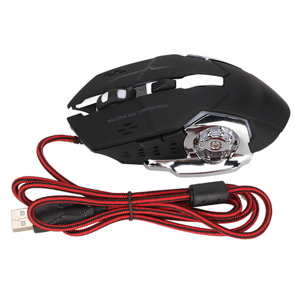 RGB kablet gamingmus med sideknapper, 1200 DPI, RGB-åndedrætslys, USB-mekanisk gamingmus