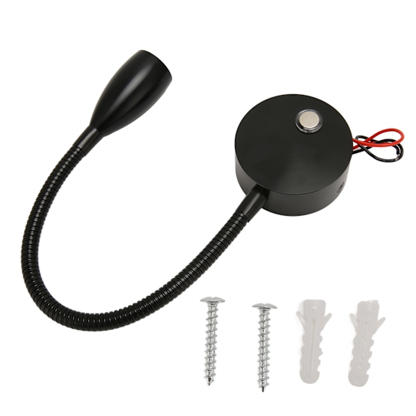 LED RV Svanehals Sengelampe med USB Port Type C Port Touch Control DC12‑24V Blødt Lys RV Sengelampe til Camper Van Båd Sort