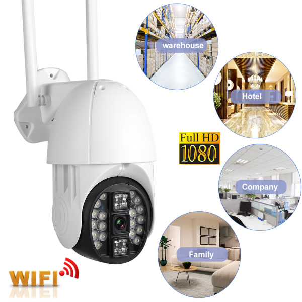 Vedenpitävä Wi-Fi PTZ Dome -kamera 20LED 1080P High Definition Outdoor Surveillance 110-240VEU