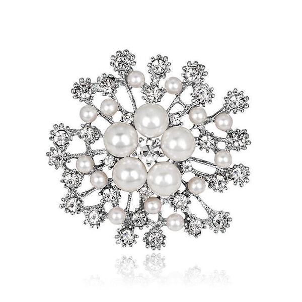 Elegant Brudbukett Corsage Klar Kristall Simulerad Pärla Blomma Blad Brosch Set om 4