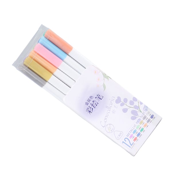 Metallic Maling Penne 12 Farver Blød Pen Tip Multifunktion Maling Marker Penne til Studerende Notering