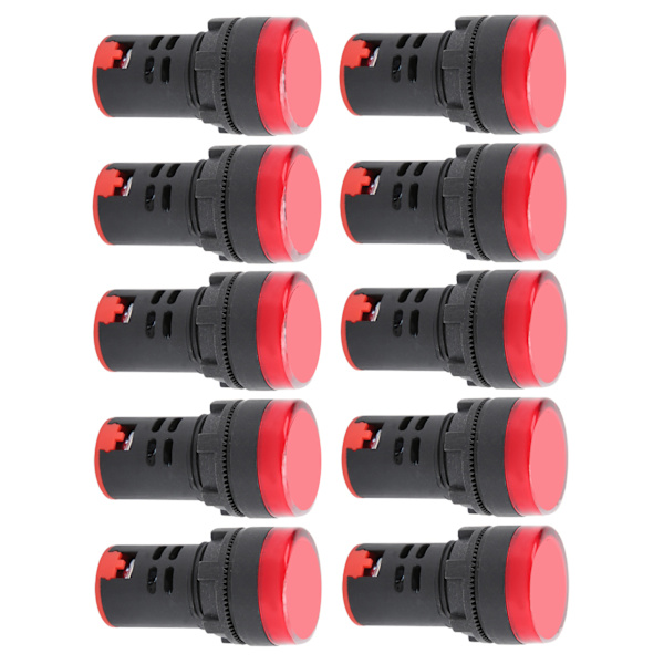 10 st AD16-22DS hög ljusstyrka röd LED-signallamp LED-indikatorlampa för signalindikering AC220V