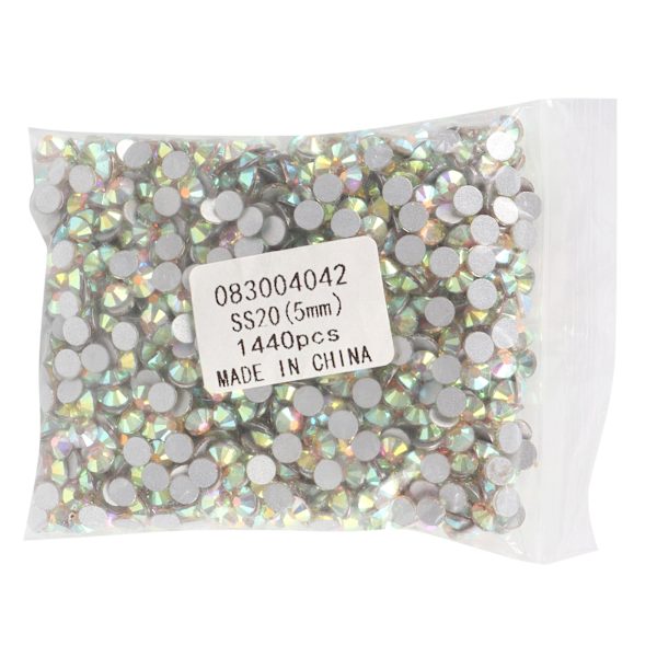 1440 stk. skinnende hotfix flade bags rhinestones med bred anvendelse til DIY-negle og kunsthåndværk i AB-farve