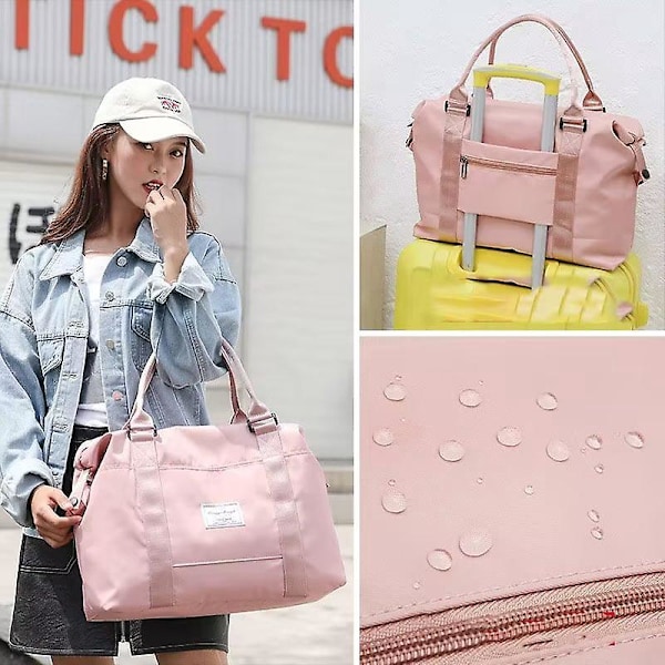 Weekendbag for kvinner Søt Reiseveske Gym Duffelbag med Toalettveske Håndbagasje Overnatting Bag med Vått Rom
