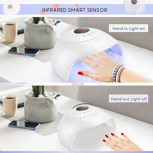 54W USB 3 Timer Auto Sensor LED UV-neglelampe for gellakk