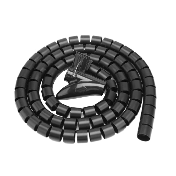 Fleksibel spiralrør Kabelorganisator Wire Wrap Cord Protector Trådopbevaring Sort 1,5 m * 22 mm