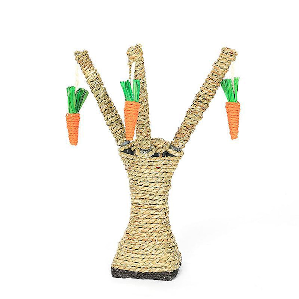 Sisal Cat Scratching Tree med gräsrep och hoppplattform - rolig liten husdjursleksak