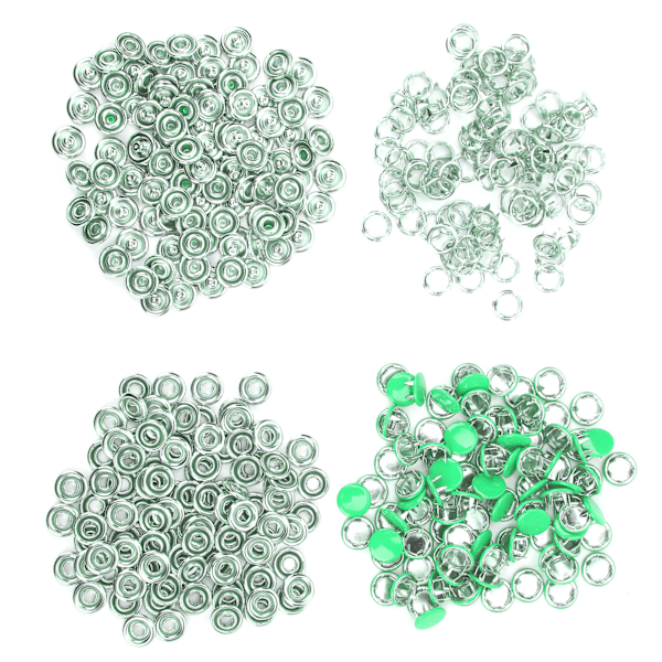 100 set tryckknappar färgglada mässingspets pressknappar syfästen med installationsverktyg smaragd