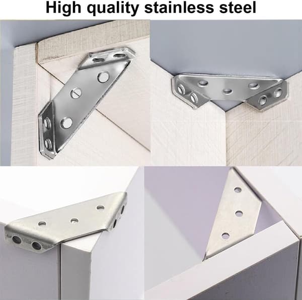 20 st Universal Rostfri Vinkelkonsol - Metallhörn - För Skåp, Bord och Stolar - Rostfri Vinkel - Tri
