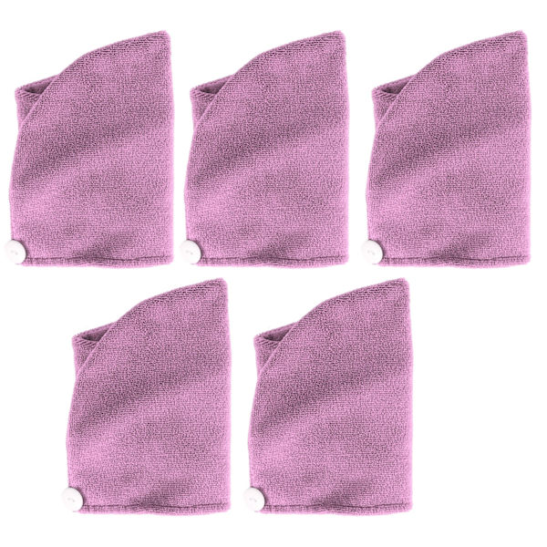 5 st mikrofiberhårtorkhatt Absorberande Snabbtorkande Kvinnor Flickor Mjuk Turban Handduk 9,1x25,6in Ljuslila