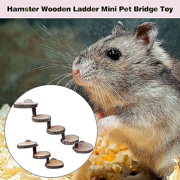 Klatreleke for hamster, hamsterstige, tyggeleker i trestige, trebro hamsterleker, for hamstere, mus, gerbil, rotter, ekorn, marsvin