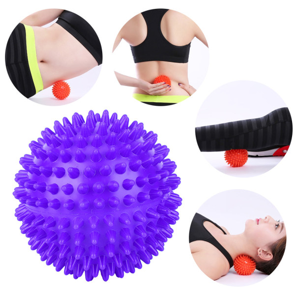 Holdbar Plast Massage Roller Body Spiky Balls Fitness Finger Relax Tool Lilla 7,5cm