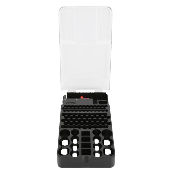 Multifunksjonell 104 rutenett 3 lys batterioppbevaringskasse Organizer Container Box med batteritester