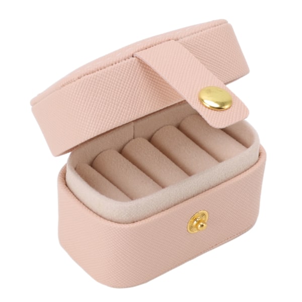 Mini Ring Opbevaringsboks PU Læder Lille Smykkeboks Organizer Lille Rejse Ørering Etui Pink