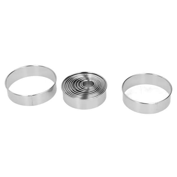 12 STK/sett Mousse-ring i rustfritt stål Rund kakeform Fondant-kjeks skjæreform Bakeverktøy