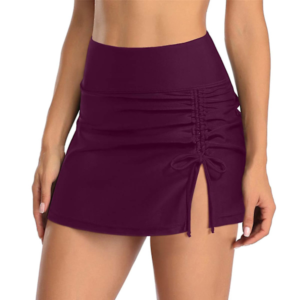 Højtaljet Split Sporty Badetøjsskørt med Indbyggede Briefs til Kvinder