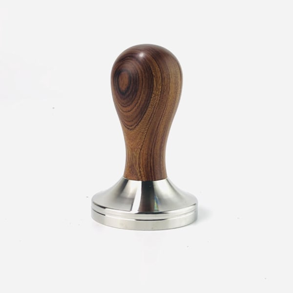 Premium Espresso Tamper i Rustfrit Stål med Træhåndtag - 53mm Flad Bund