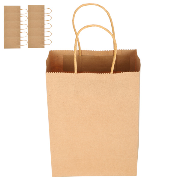 50 stk gavepapirpose Genanvendelig Kraft gaveindkøbsposer til festbryllup 15x8x21cm