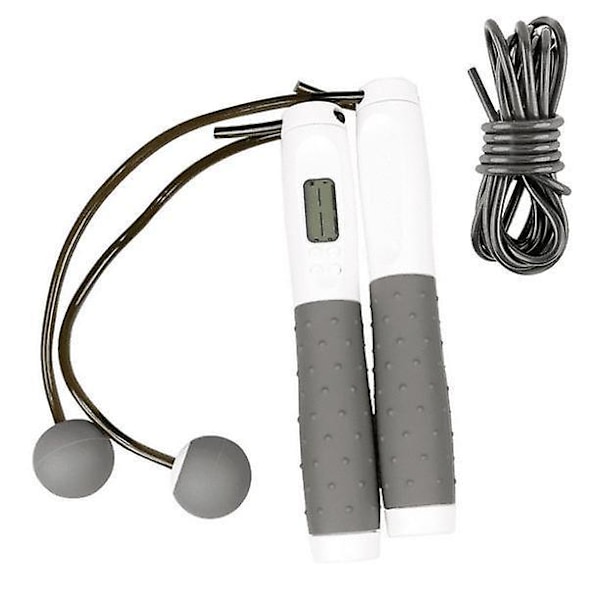 Wireless Digital Jump Rope, Weighted Skipping Rope (White/Gray)