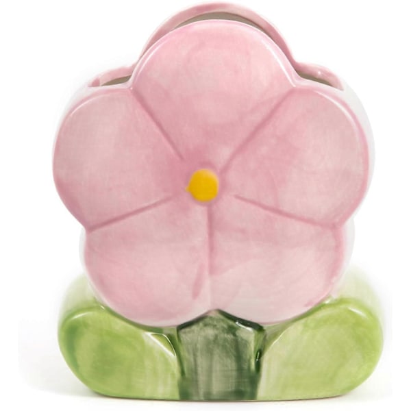 Blomst Blyantholder Keramisk Skrivebordsornament Skrivebord Kontor Organizer Papirvarer Hylde Opbevaringskrukke (LILLA-B)