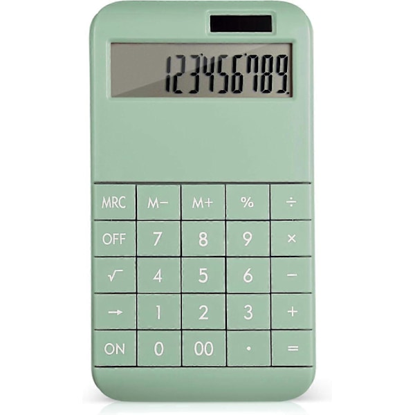 Simpel standard lommeregner 12-cifret digital bordregner Stor LCD-skærm (Matcha grøn)