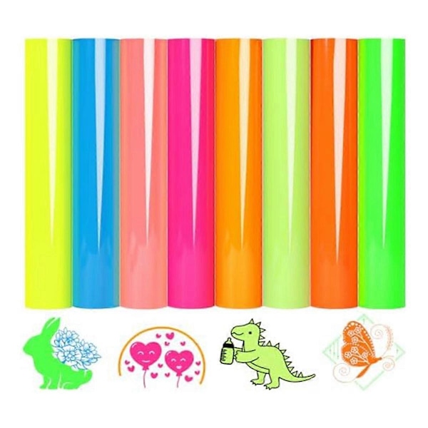 HTV Värmetransfervinyl 8 Neon Vinyl Blandade Ark 30 x 25 Tum