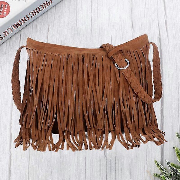 1 st Tofs Axelväska Läder Tote Tofs Handväska Crossbody Väska Dam Frans Tofs Väska (ljusbrun)