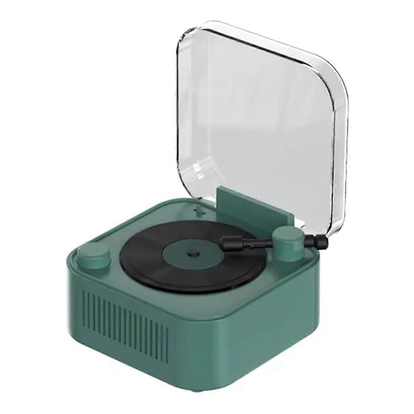Vintage-levysoitin, langaton Bluetooth-kaiutin, pitkä akunkesto, tummanvihreä