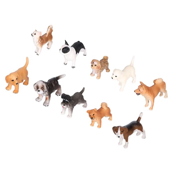 10 stk. Mini Hundefiguriner Legetøjs Sæt Håndmalet Plastik Simuleret Hvalpefigurer Legesæt 10 Sæt
