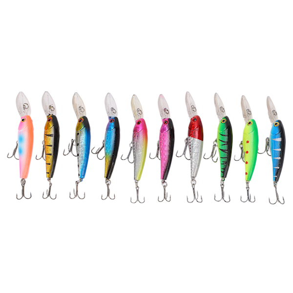 10 st fiskebete kit 10 färger Minnow fiskebete Tackle 9cm 7,5g per bete för sötvatten långskott