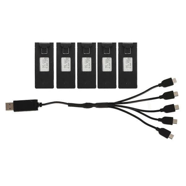 5 stk 3,7V 1800mAh litiumionbatteri for drone fjernkontroll modellflytilbehør med ladekabel