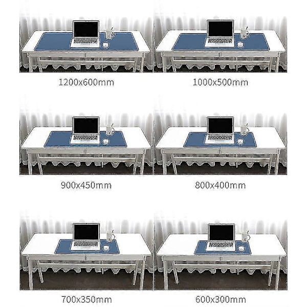 Dubbelsidig Portabel Stor Musmatta Gamer Vattentät PU Läder Skrivbordsmatta Dator Musmatta Tangentbord Bordsöverdrag Grå 120*50cm