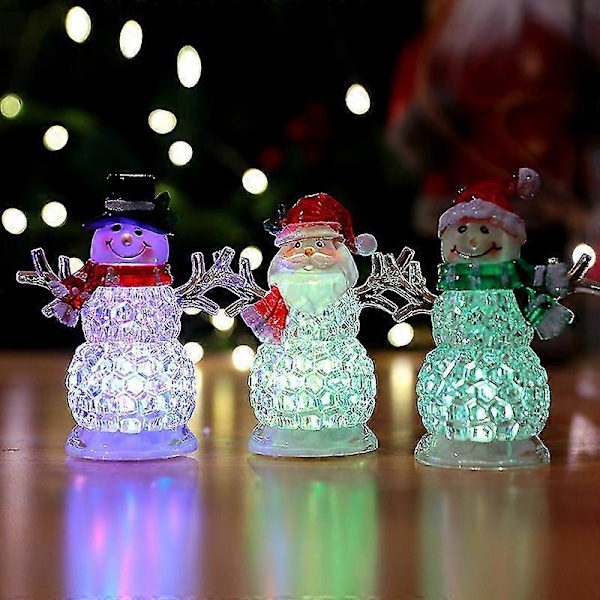 Lysende Snømann Julepynt Jule LED Figurer Ornament1stkhvit
