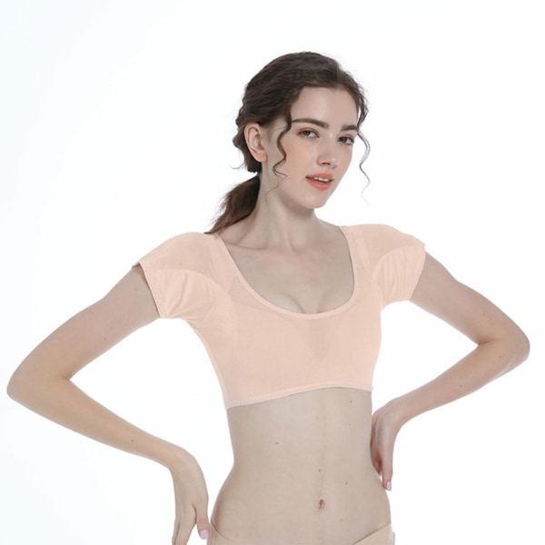 Svettevest under armene Kortermet Svetteabsorberende Pullover Design Vaskbar Armhule Svettevest for kvinner Jenter Hudfarge L