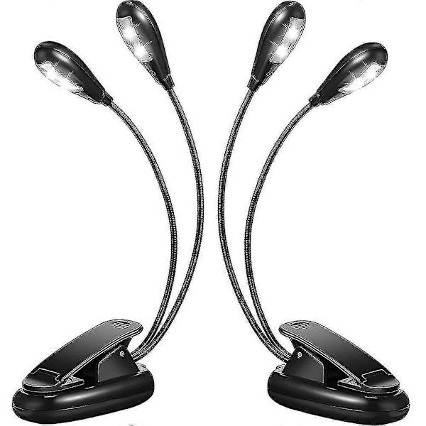 2st Notställslampa Clip On Led Boklampor Dubbla Armlampor För Böcker I Sängen Justerbar Clip