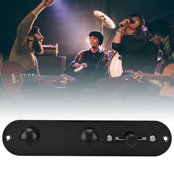 Elektrisk gitarr kontrollplatta switch svart metall förtrådad ledningsnät ratt kontroll
