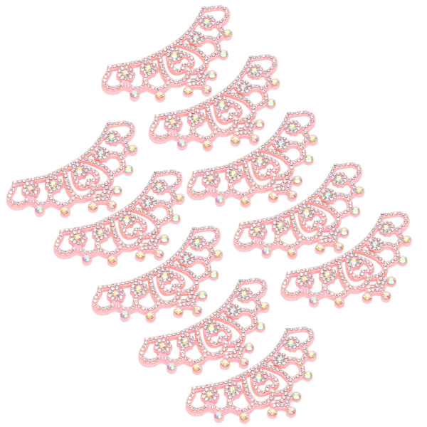 10 st Rhinestone tyg applikationer kronformade lappar kläder tillbehör 8,8x4,5 cm rosa blomma typ