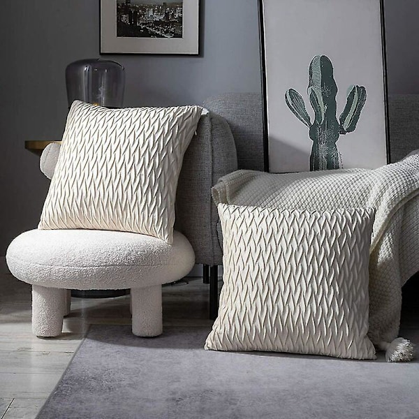 Velour Pudebetræk 45*45cm til Stue Sofa, Sæt med 2 Ensfarvede Firkantede Pudebetræk Soveværelsesdekoration